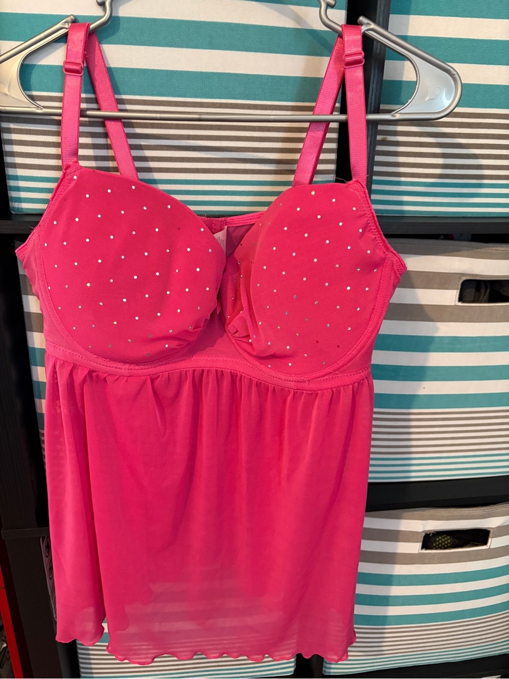 Hot Pink Rhinestone Babydoll Chemise